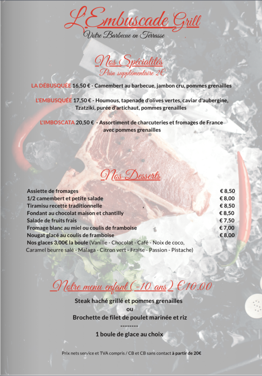 Carte des plats - page 2
